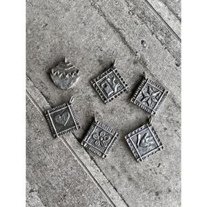 Pendants Lot of 6 Pewter Tone Fashion Vintage